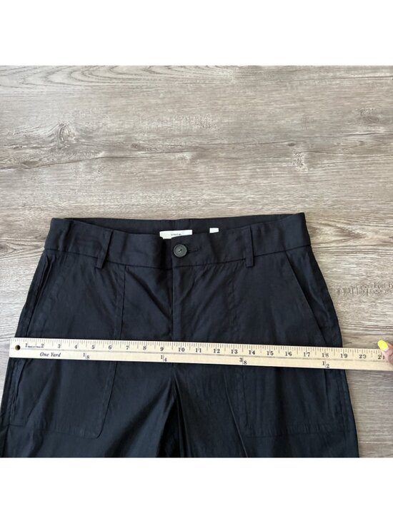 Vince Linen Blend Utility Pant Womens 8 Black High Waist Ankle Length - Picture 9 of 16